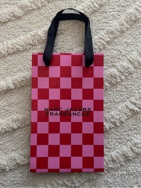 Marc Jacobs Fragrances Gift Bag Pink And Red Checkers Sparkles 9x5x4